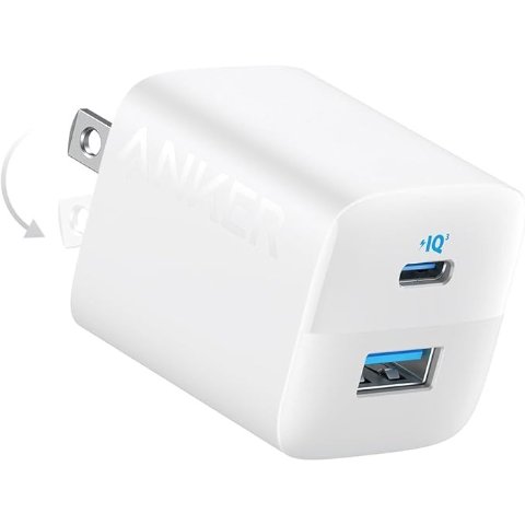 USB C Charger 33W, Anker 323 Charger, 2 Port Compact Charger with Foldable Plug for iPhone 15/15 Plus/15 Pro/15 Pro Max/14/13, Pixel, Galaxy, iPad/iPad Mini and More (Cable Not Included) - White