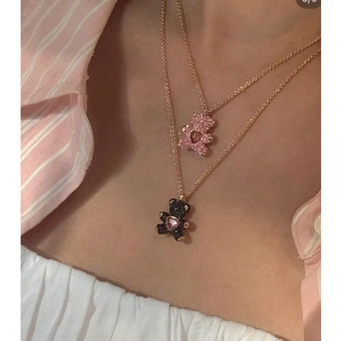 Swarovski果汁粉小熊软糖项链