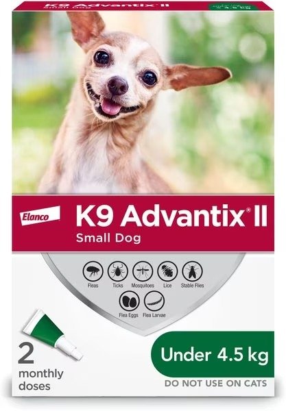 K9 Advantix II 狗用跳蚤和蜱虫防护，4.5 公斤及以下