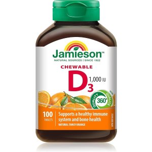 Jamieson二次降价天然桔子口味VD3咀嚼片 100片