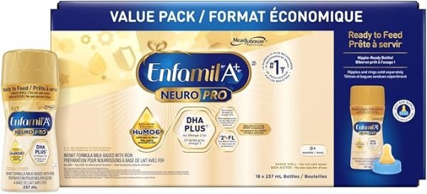 Enfamil A+® NeuroPro 即开即喝配方液体奶，18瓶 x 237mL