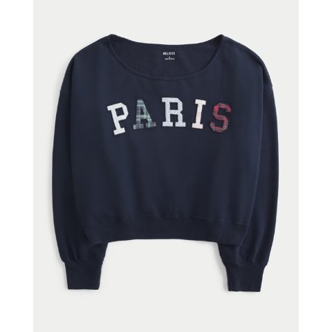 Mini Paris 单露肩卫衣