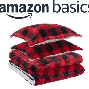 Amazon Basics 红水牛格羊羔绒被套🔥质感爆棚！