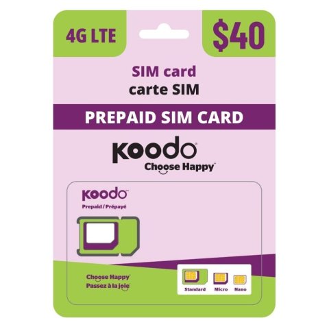 $20 划算临时卡Koodo 4G LTE 50GB流量+无限通话 预付费套餐