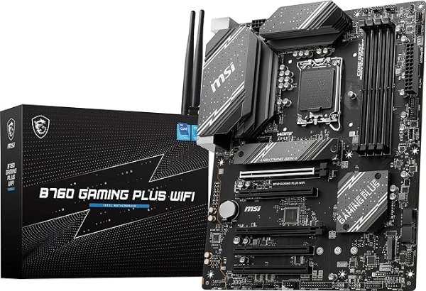 B760 Gaming Plus 主板 (Supports 12th/13th Gen Intel Processors, LGA 1700, DDR5, PCIe 4.0, M.2, 2.5Gbps LAN, USB 3.2 Gen2, Wi-Fi 6E, ATX)