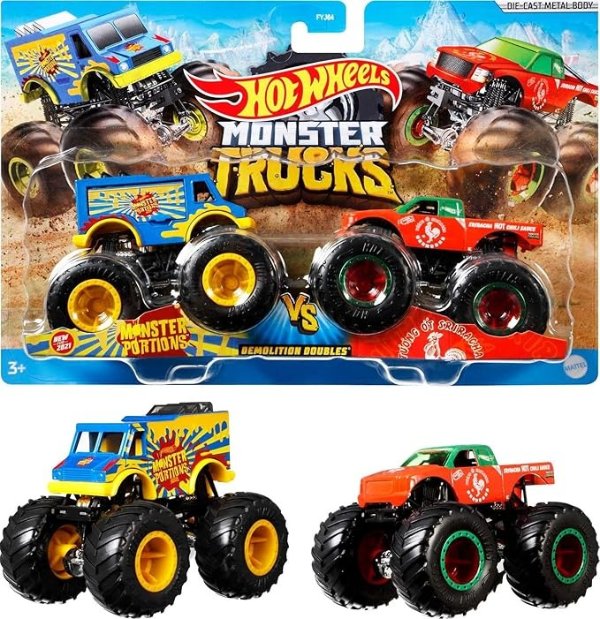 Hot Wheels Monster Trucks 玩具卡车 2 件装