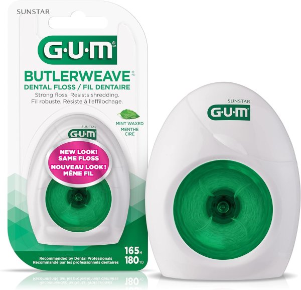 GUM ButlerWeave®牙线 薄荷味165M 专为健康牙齿设计