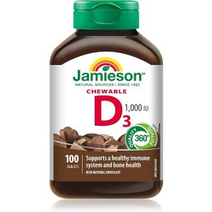 Jamieson维生素D3咀嚼片1,000 IU 巧克力味