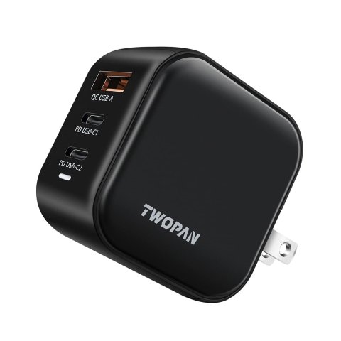 TWOPAN 65瓦 3口 USB-C 快速充电器 小尺寸超紧凑设计