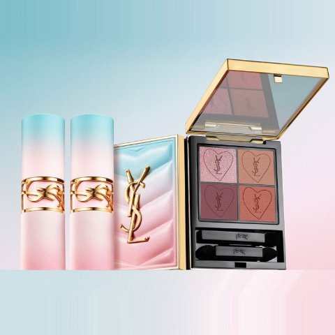 限量唇膏$59手慢无：YSL Beauty 2025 情人节限量 蓝粉渐变4色眼影盘