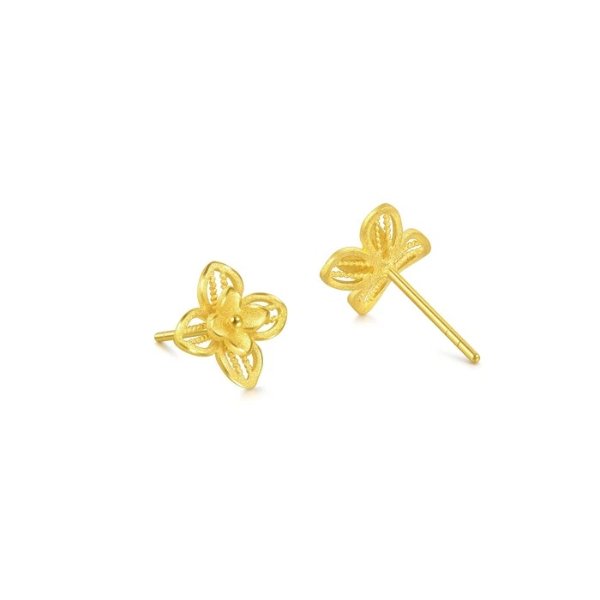 'Floral' 999.9 Gold Earrings