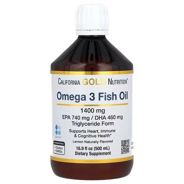 Omega-3 鱼油，挪威甘油三酯，天然柠檬味，16.9 液量盎司（500 毫升）