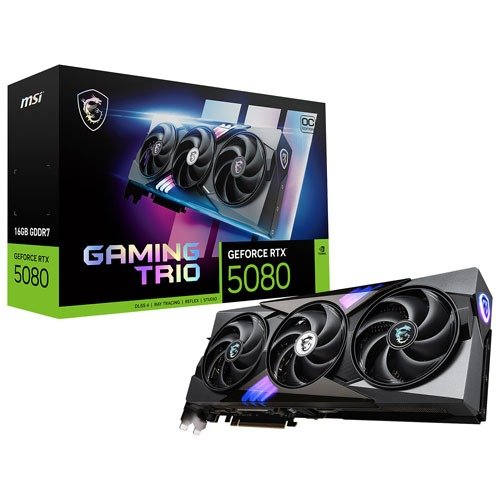 微星GeForce RTX 5080 Gaming Trio OC 16GB GDDR7显卡
