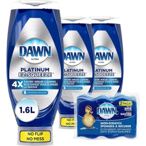 Dawn 清新雨水香味 535ml 3瓶装+无划痕洗碗海绵