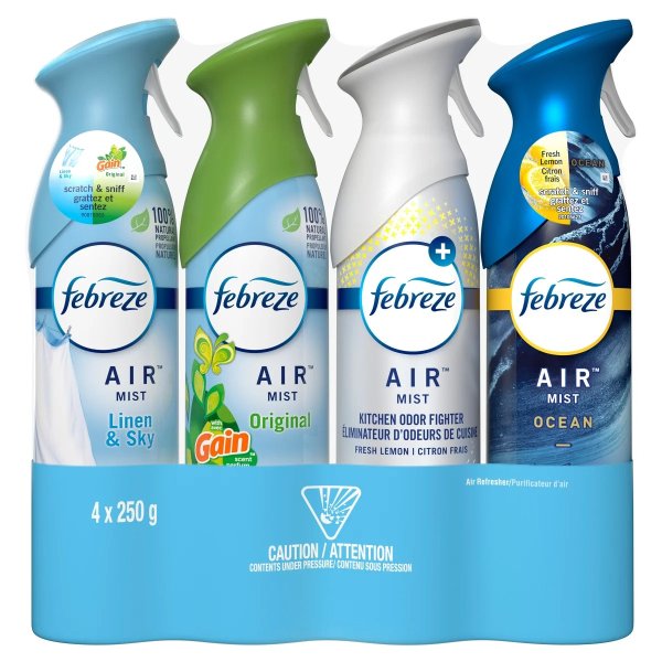 Febreze 空气清新剂，多支装，4 件装