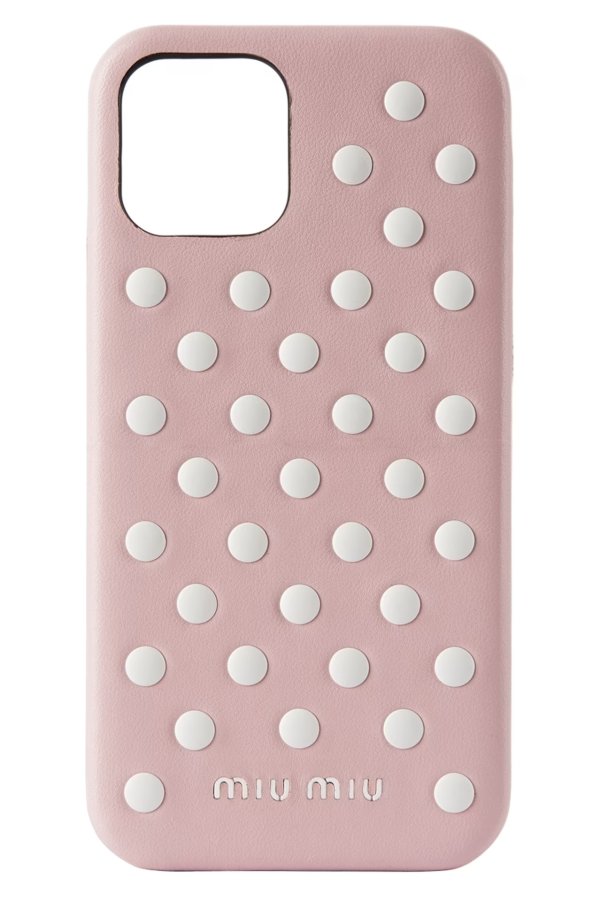 粉色 Polka Dot Studs iPhone 12/12 Pro 手机壳