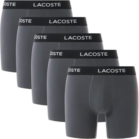 $37.99  $7.6/条+包邮💥史低价💥：Lacoste 男士平角裤 5条装 经典logo松紧腰带