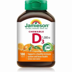 Jamieson 橙味咀嚼型维生素D3 助力骨骼发育 促进钙质吸收