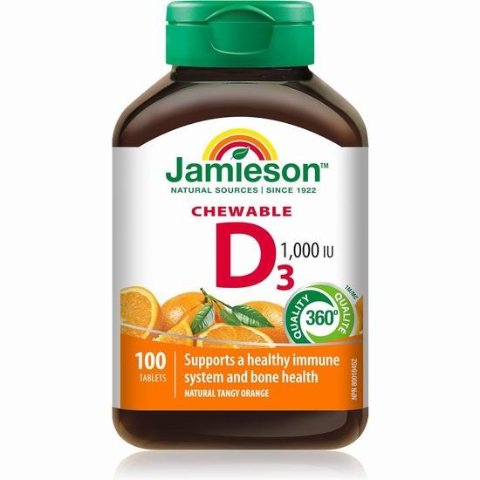 $2.43 (Shoppers$12.49)Jamieson 橙味咀嚼型维生素D3 助力骨骼发育 促进钙质吸收