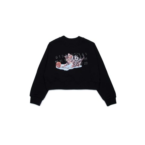 MM6 Maison Margiela 儿童猫咪印花圆领卫衣
