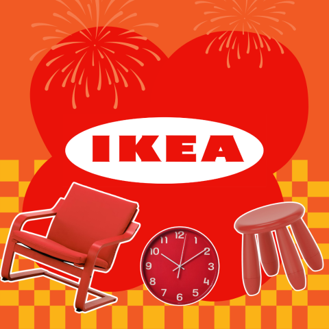 红色相框$4 红红火火过大年！IKEA 新年红特辑🧨红色床毯$29 红色天鹅绒储物盒$6.79