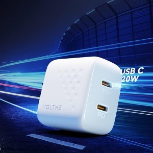 💥史低价💥：VOLTME 20W USB-C 双口快充充电器 小巧便携