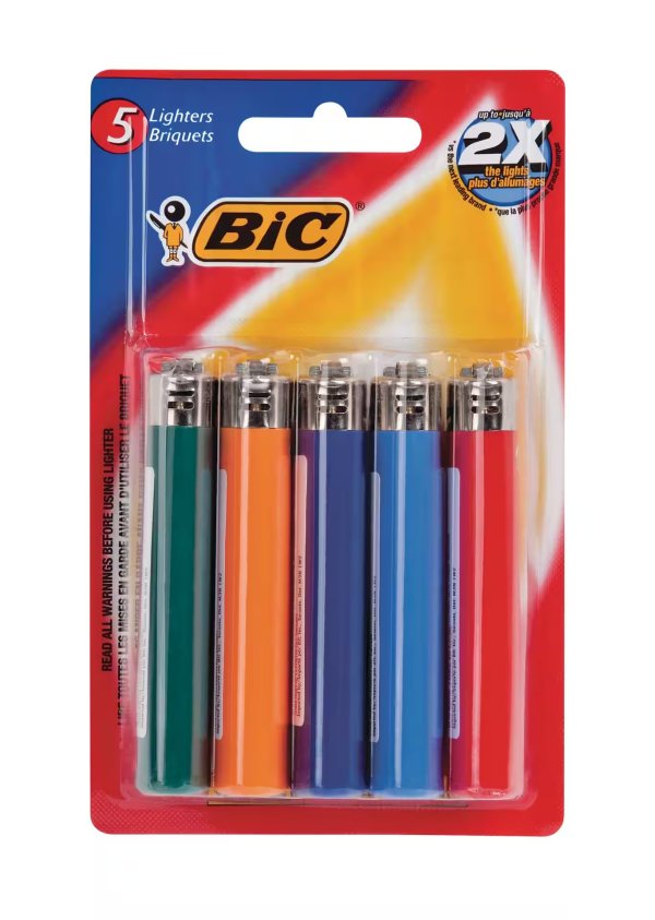 BIC Classic打火机，多色，5件装