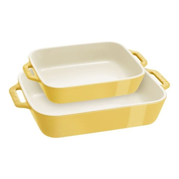 Staub Ceramique 矩形烤盘套装 Citron 2 件套