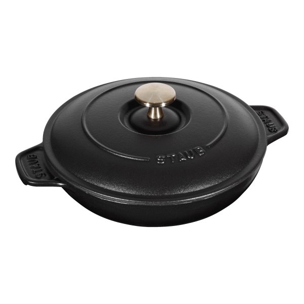 Staub Specialties 铸铁圆形带盖烤盘，黑色