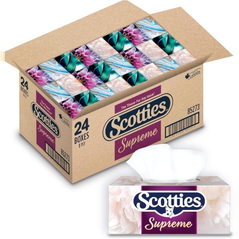 刚补货😍24.99 折$1/盒Scotties 柔软3层面巾纸 81抽*24盒 比Costco还便宜❗