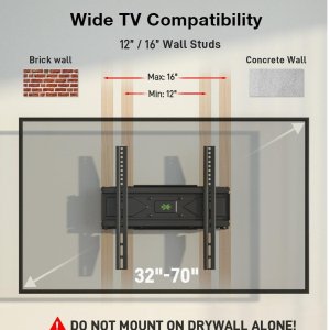 💥史低价💥：USX MOUNT全功能电视墙壁支架 适用于32-70英寸电视