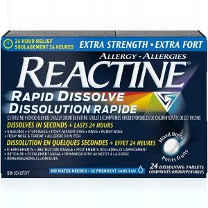 💥史低价💥：Reactine 西替利嗪速效过敏舒缓药 24片 24小时持久缓解