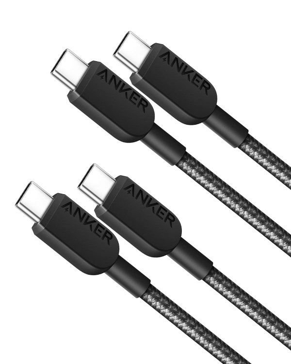 Anker 双头USBC快充线 3英尺2条装 耐用编织线材