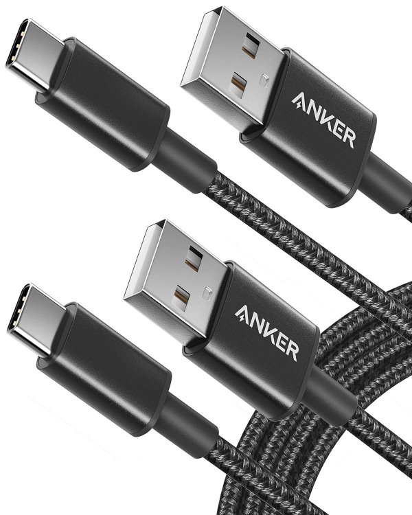 Anker USB-C数据线 2条装 6英尺 尼龙编织快充 国货之光‼️