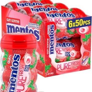 爱吃🔥Mentos 曼妥思草莓味口香糖 6x50pcs、放包里随吃随拿