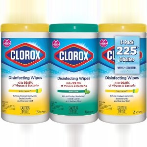 好价回归！Clorox 消毒湿巾 3桶x75张 柠檬味x2+清新原味x1