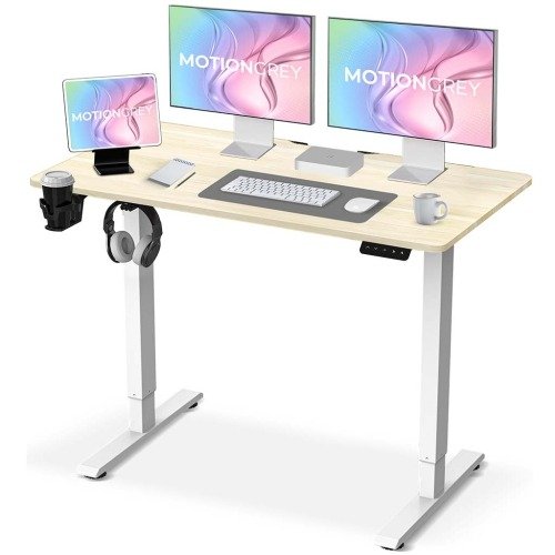 MotionGrey电动升降桌  (43x24 Light Brown Tabletop) at Best Buy