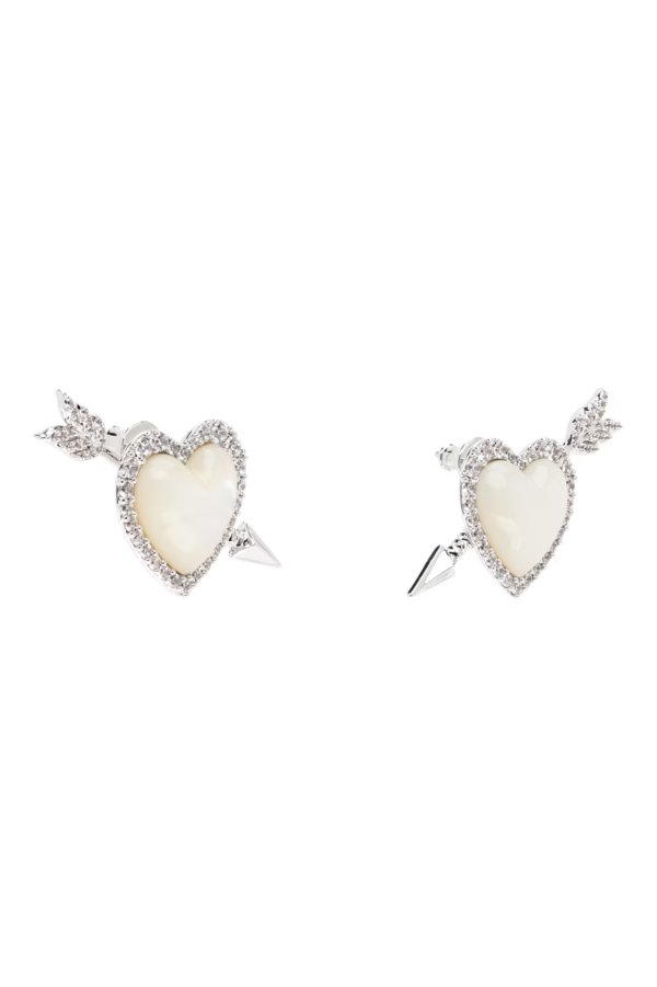 Silver YVMIN Edition Shell Heart Arrow Earrings