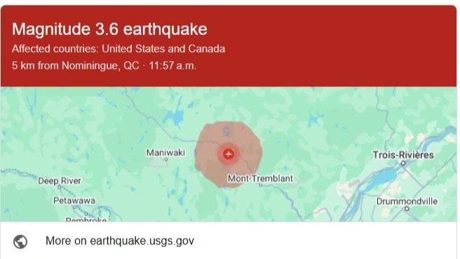 刚刚！魁北克发生3.6级地震，居民称“轻微震感”！