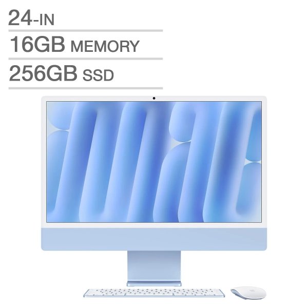 24 英寸 iMac，M4 芯片 - 16 GB RAM，256 GB SSD，蓝色