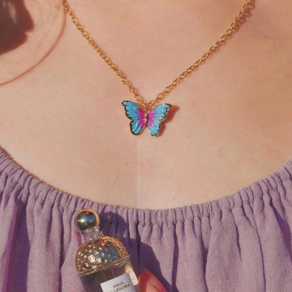 Bluish Violet Butterfly Necklace