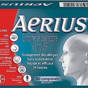 Aerius 24小时不嗜睡 速效抗过敏药50粒