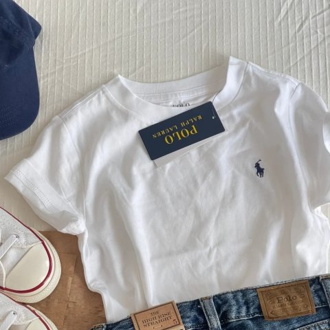 Polo Ralph Lauren 儿童徽标刺绣圆领 T 恤
