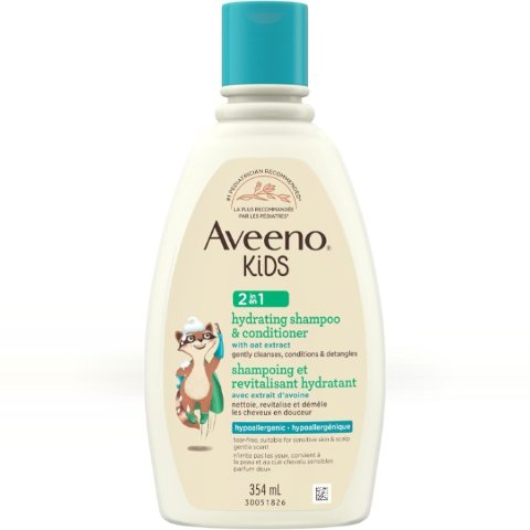 儿科医生推荐品牌✅$10.97Aveeno Kids 2合1保湿洗发水和护发素354ml 配方温和低敏
