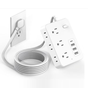 💥史低价💥：FUAUFAS 浪涌保护插线板 6插座+4USB+1USB C+5英尺长