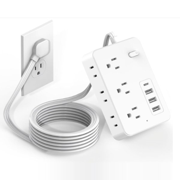 FUAUFAS 浪涌保护插线板 6插座+4USB+1USB C+5英尺长
