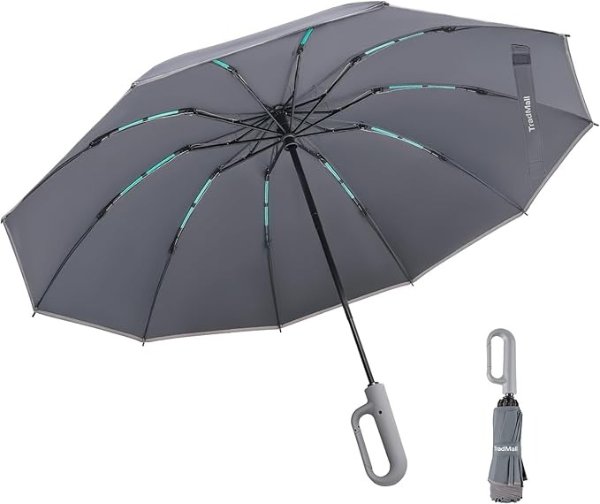TradMall 防风反向折叠雨伞 带反光条