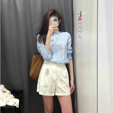 亚麻条纹衬衫（多色选）