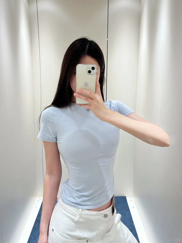 棉质平纹针织 T 恤
