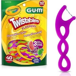 GUM Crayola 儿童旋转式牙线 40支装 西瓜/葡萄/苹果口味混合